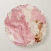 女性のカーボーイピンククリームブラウンコウィド ラウンドクッション (裏面)