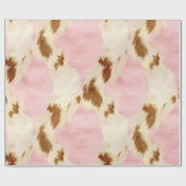 女性のカーボーイピンククリームブラウンコウィド ラッピングペーパー (フラット)