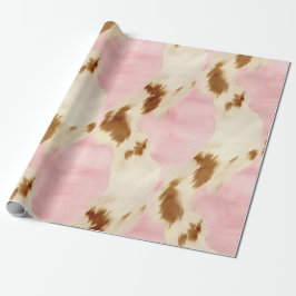 女性のカーボーイピンククリームブラウンコウィド ラッピングペーパー