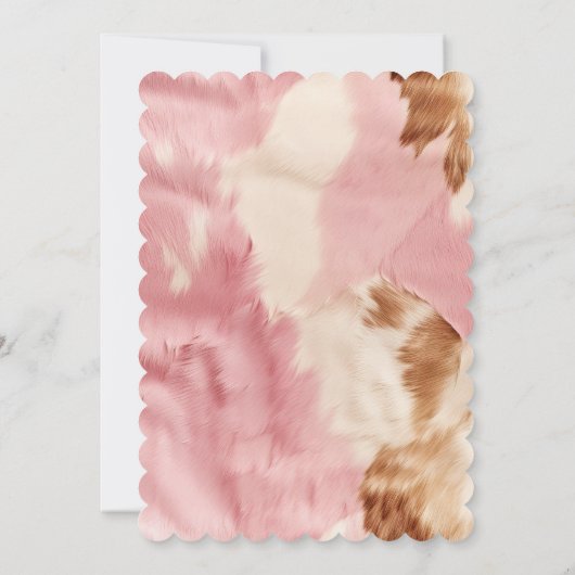 女性のカーボーイピンククリームブラウンコウィド 招待状 (裏面)