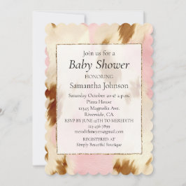 女性のカーボーイピンククリームブラウンコウィド 招待状