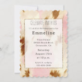 女性のカーボーイピンククリームブラウンコウィド 招待状 (正面)