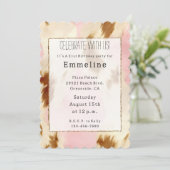 女性のカーボーイピンククリームブラウンコウィド 招待状 (スタンド正面)