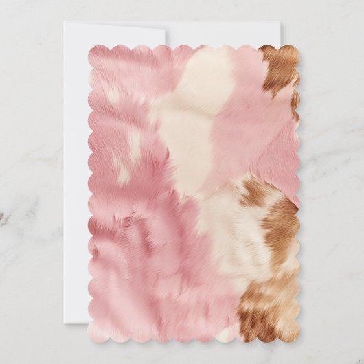 女性のカーボーイピンククリームブラウンコウィド 招待状 (裏面)