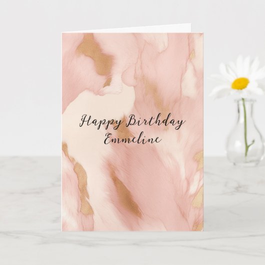 女性のカーボーイピンククリームブラウン金ゴールド牛革 カード (小さな植物)