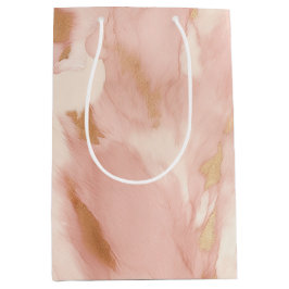 女性のカーボーイピンククリームブラウン金ゴールド牛革 ミディアムペーパーバッグ