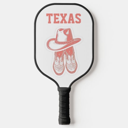 女性のカーボーイピンクダラステキサス州ブーツテキサン ピックルボールラケット (正面)