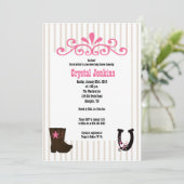 女性のカーボーイピンクトレンディーカウボーイブートカントリー招待状 招待状 (スタンド正面)