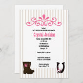 女性のカーボーイピンクトレンディーカウボーイブートカントリー招待状 招待状 (正面/裏面)