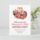 女性のカーボーイピンクハットロデオウェスタン誕生日 招待状 (スタンド正面)