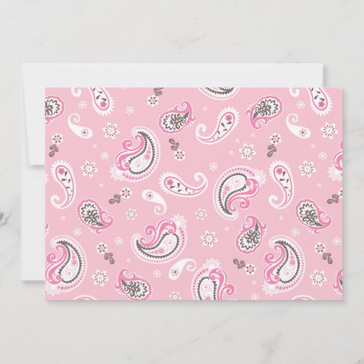 女性のカーボーイピンクバンダンナウエスタンテーマ誕生日 招待状 (裏面)