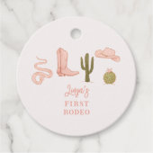 女性のカーボーイピンクバースデーパーティー1stロデオ フェイバータグ (正面)