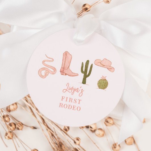 女性のカーボーイピンクバースデーパーティー1stロデオ フェイバータグ