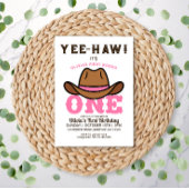 女性のカーボーイピンクファーストロデオファースト誕生日 招待状