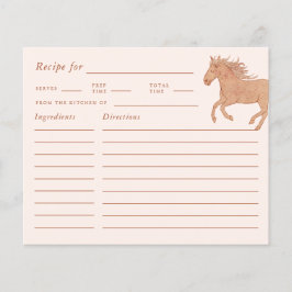 女性のカーボーイピンクブライダルシャワーレシピカード