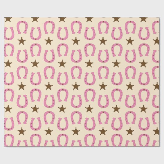 女性のカーボーイピンクホースシューシャーリフスターカントリーテキサス州 ラッピングペーパー (フラット)