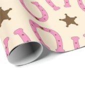 女性のカーボーイピンクホースシューシャーリフスターカントリーテキサス州 ラッピングペーパー (ロールコーナー)