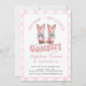 女性のカーボーイピンクロデオバースデーパーティー 招待状 (正面)