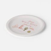 女性のカーボーイピンクワイルドウエストバースデーパーティー ペーパープレート (アングル)