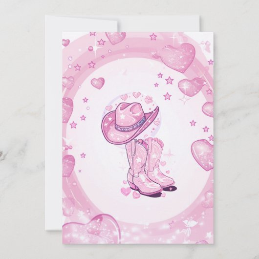 女性のカーボーイピンク1stロデオファースト誕生日 招待状 (裏面)