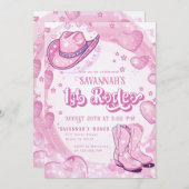 女性のカーボーイピンク1stロデオファースト誕生日 招待状 (正面/裏面)