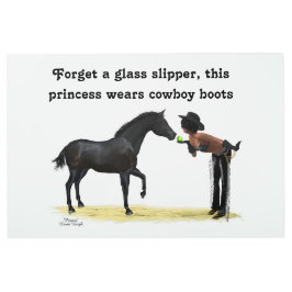 女性のカーボーイピンナップと馬の金属ウォールアート メタルプリント