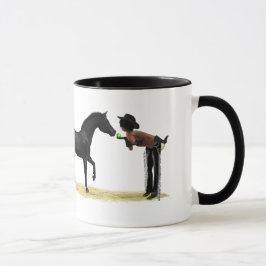 女性のカーボーイピンナップと馬コーヒーマグ マグカップ