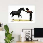 女性のカーボーイピンナップと馬ポスター ポスター (ホームオフィス)