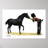 女性のカーボーイピンナップと馬ポスター ポスター (正面)