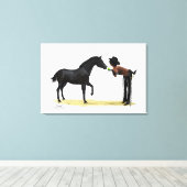 女性のカーボーイピンナップと馬張りキャンバス印刷 キャンバスプリント (インサイチュ (ウッドフロア))