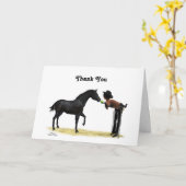 女性のカーボーイピンナップ付き馬サンキューカード カード (黄色い花)