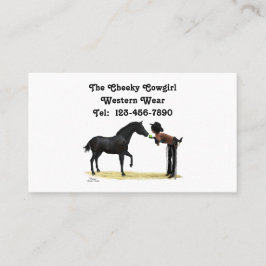 女性のカーボーイピンナップ付き馬名刺付 名刺