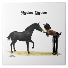 女性のカーボーイピンナップ付き馬用セラミックタイル タイル