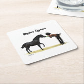 女性のカーボーイピンナップ付き馬紙コースター スクエアペーパーコースター (アングル)