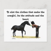 女性のカーボーイピンナップ付き馬葉書 ポストカード (正面)