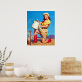 女性のカーボーイピン付き ポスター (キッチン)