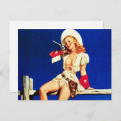 女性のカーボーイピン留め ポストカード (正面/裏面)