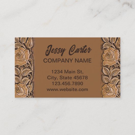 女性のカーボーイファッション南西フローラ革 名刺 (正面)