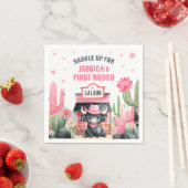 女性のカーボーイファーストロデオハイランドカウバースデーパーティー スタンダードカクテルナプキン (インサイチュ)