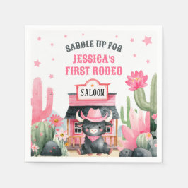 女性のカーボーイファーストロデオハイランドカウバースデーパーティー スタンダードカクテルナプキン