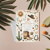 女性のカーボーイファーストロデオファースト誕生日1st 招待状