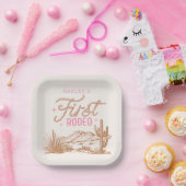 女性のカーボーイファーストロデオ誕生日プレート ペーパープレート (パーティー)