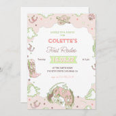 女性のカーボーイファーストロデオ誕生日招待状 招待状 (正面/裏面)