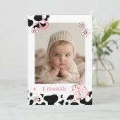 女性のカーボーイファーストRodeo写真の毎月のバナーカード 招待状 (スタンド正面)