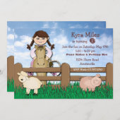 女性のカーボーイファーム招待状 招待状 (正面/裏面)