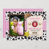 女性のカーボーイフォトバースデーパーティーカウガールピンク招待状 招待状 (正面/裏面)