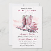 女性のカーボーイブライダルシャワーパーティーデザイン 招待状 (正面)