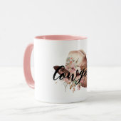 女性のカーボーイブラウンウエスタンカウボーイハット マグカップ (正面左)