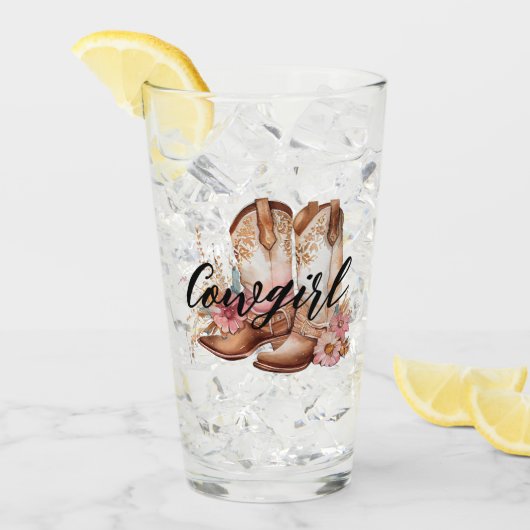 女性のカーボーイブラウンウエスタンカウボーイブーツ タンブラーグラス (アイス正面)