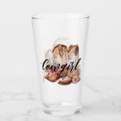 女性のカーボーイブラウンウエスタンカウボーイブーツ タンブラーグラス (正面)